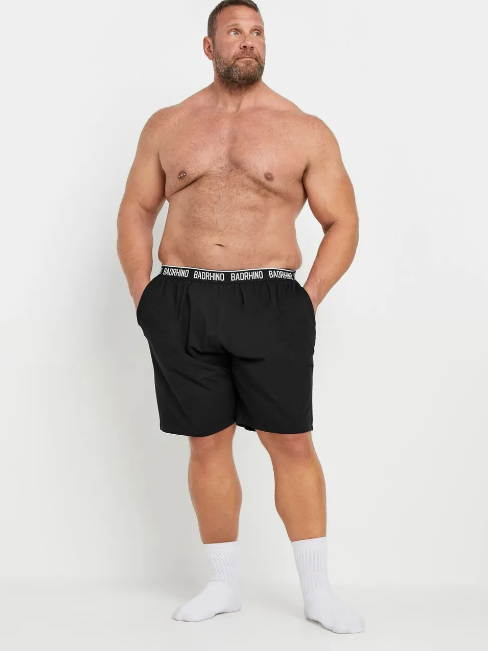 BadRhino Big & Tall Black 100% Cotton Lounge Shorts 2 Pack