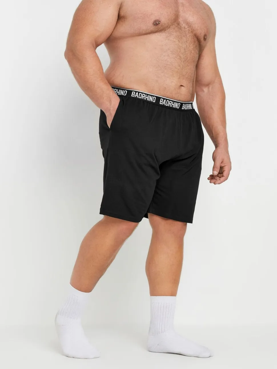 BadRhino Big & Tall Black 100% Cotton Lounge Shorts 2 Pack