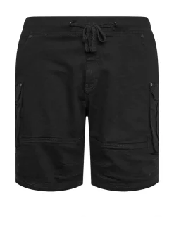 BadRhino Big & Tall Black Elasticated Cargo Denim Shorts