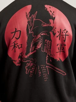BadRhino Big & Tall Black Samurai Back Print Zip Hoodie