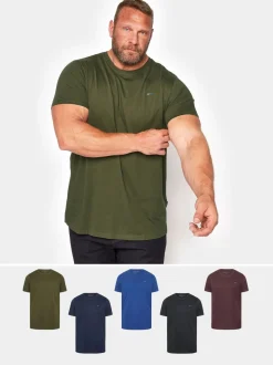 BadRhino Big & Tall Black Chrome 100% Cotton T-Shirts 5 Pack