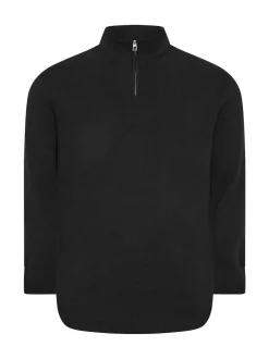 BadRhino Big & Tall Black Milano Quarter Zip 100% Cotton Jumper