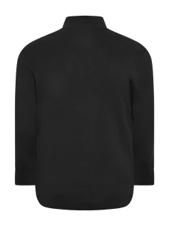 BadRhino Big & Tall Black Milano Quarter Zip 100% Cotton Jumper