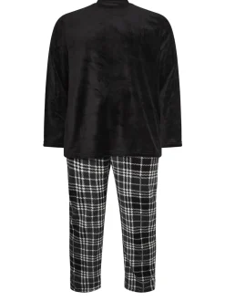BadRhino Big & Tall Black Checked Fleece Pyjama Bottoms