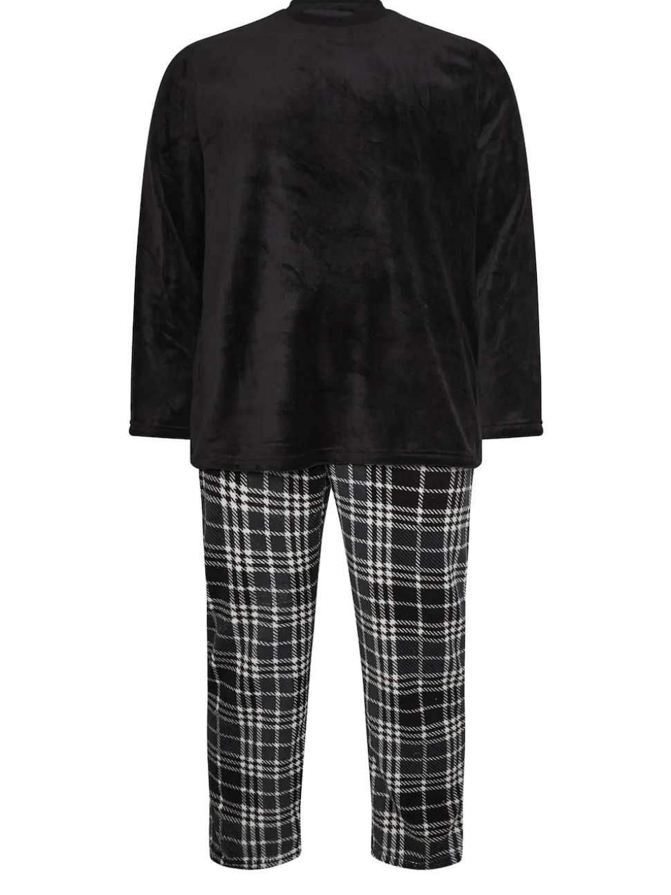BadRhino Big & Tall Black Checked Fleece Pyjama Bottoms