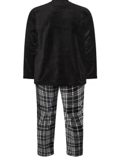 BadRhino Big & Tall Black Checked Fleece Pyjama Bottoms