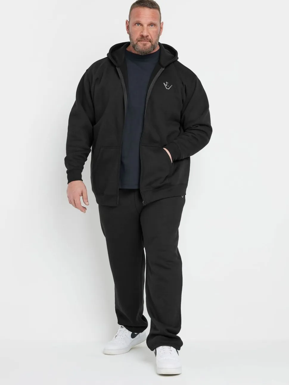 BadRhino Big & Tall Black IronRhino Logo Zip Through Hoodie