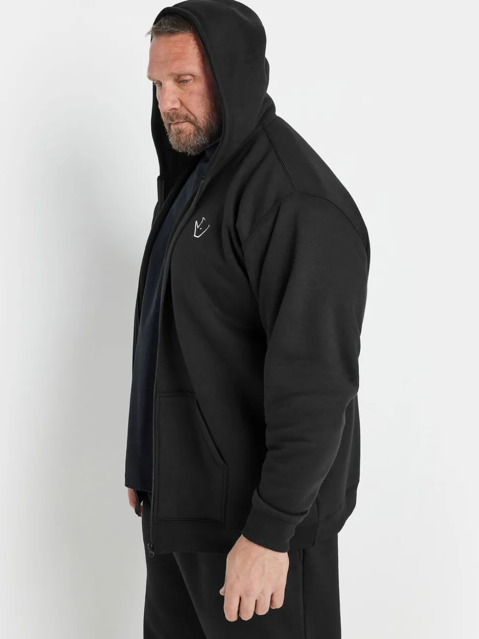 BadRhino Big & Tall Black IronRhino Logo Zip Through Hoodie