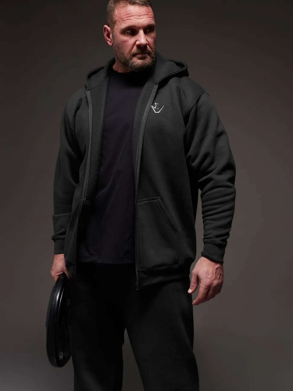 BadRhino Big & Tall Black IronRhino Logo Zip Through Hoodie