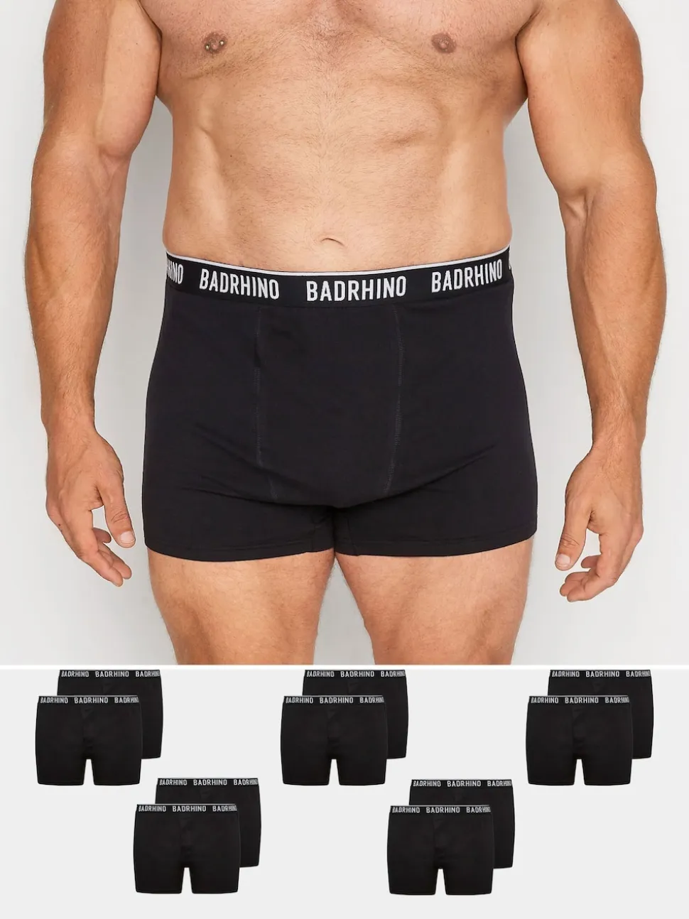 BadRhino Big & Tall Black Essential Boxers 10 Pack