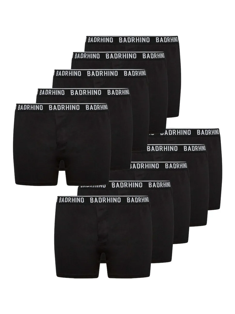 BadRhino Big & Tall Black Essential Boxers 10 Pack