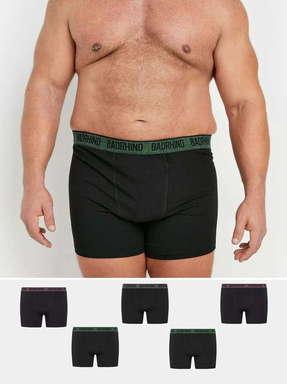 BadRhino Big & Tall Black Boxers 5 Pack