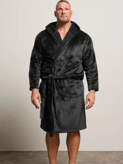 BadRhino Big & Tall Black Plush Dressing Gown
