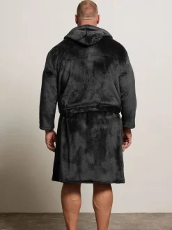 BadRhino Big & Tall Black Plush Dressing Gown