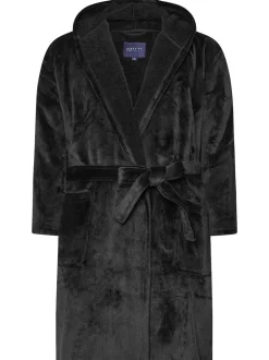 BadRhino Big & Tall Black Plush Dressing Gown