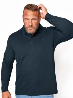 BadRhino Big & Tall Blue 100% Cotton Long Sleeve Core Polo Shirt