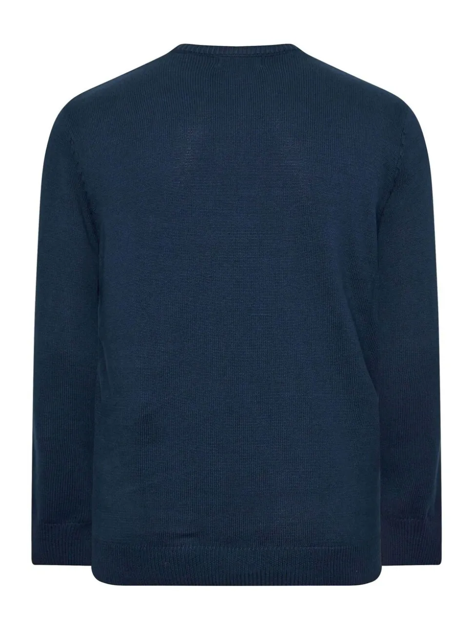 BadRhino Big & Tall Blue 100% Cotton Cable Crew Neck Jumper