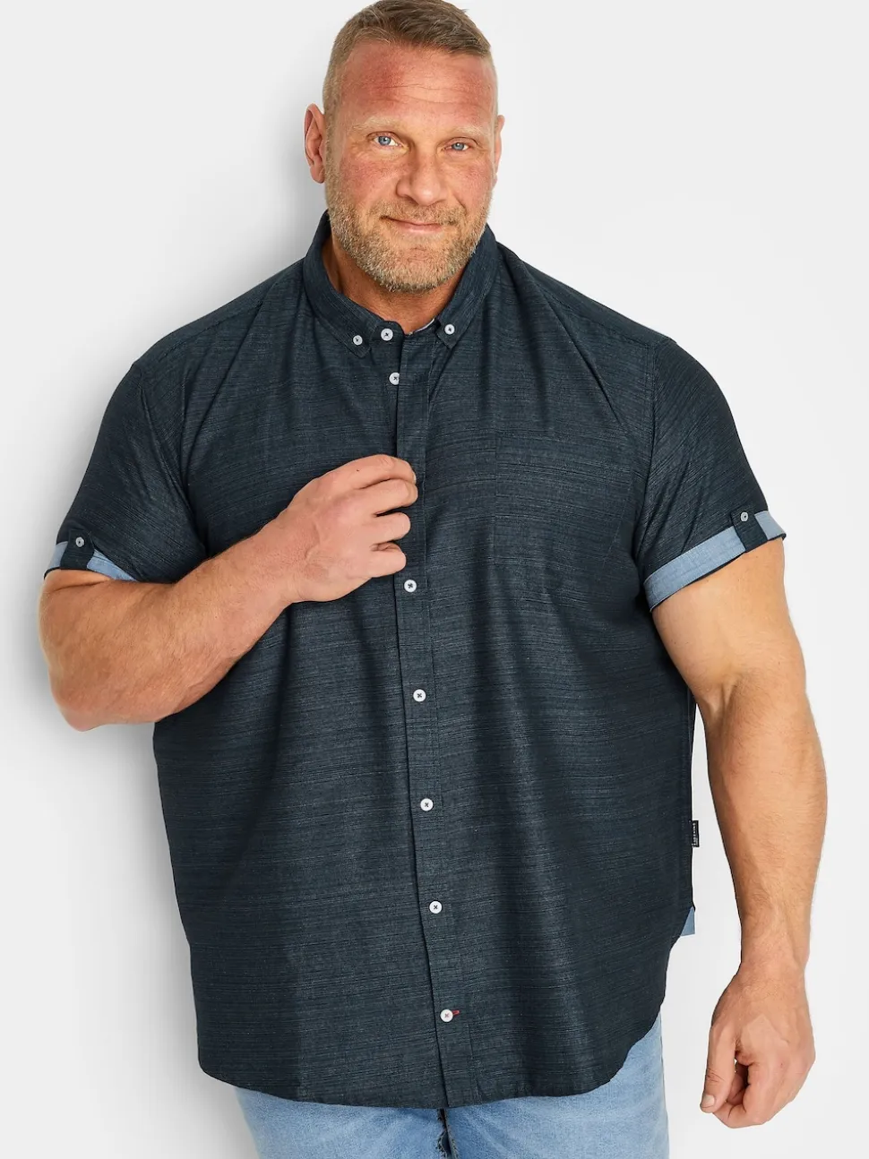 BadRhino Big & Tall Blue 100% Cotton Slub Shirt