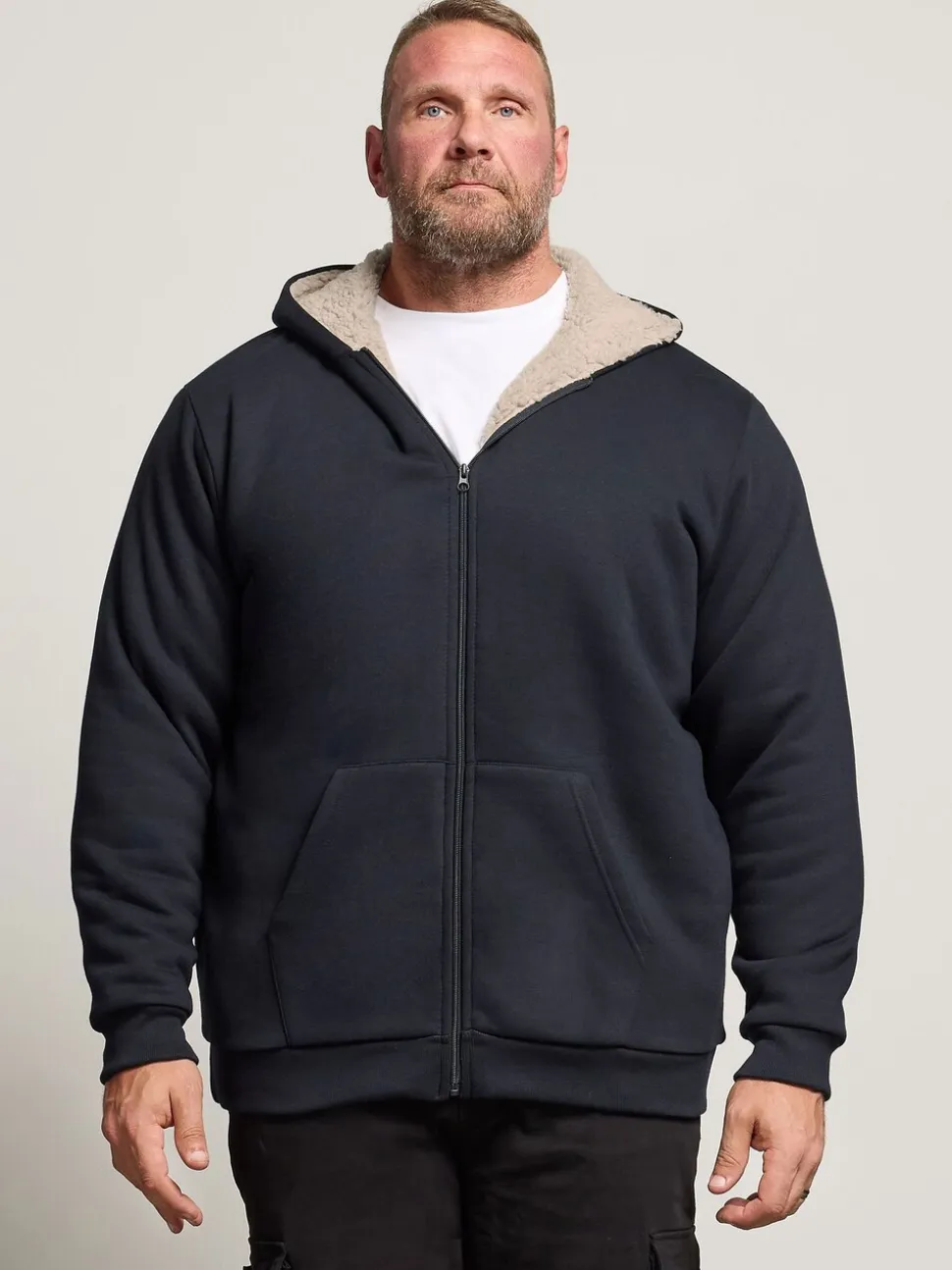 BadRhino Big & Tall Blue Borg Lined Zip Thru Jumper