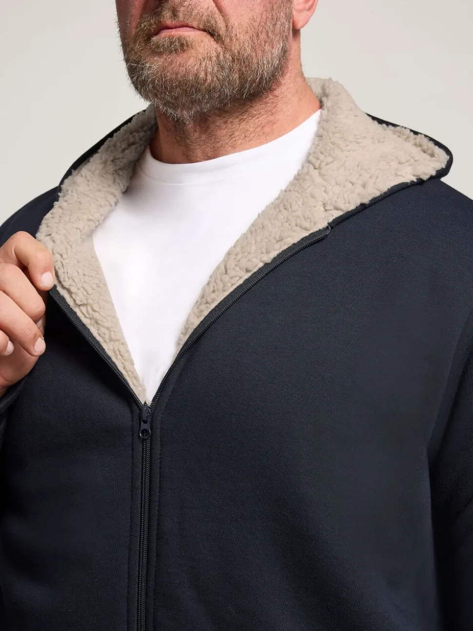 BadRhino Big & Tall Blue Borg Lined Zip Thru Jumper