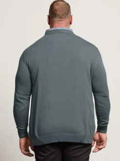 BadRhino Big & Tall Blue Cable Mockshirt Knitted Jumper