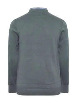 BadRhino Big & Tall Blue Cable Mockshirt Knitted Jumper