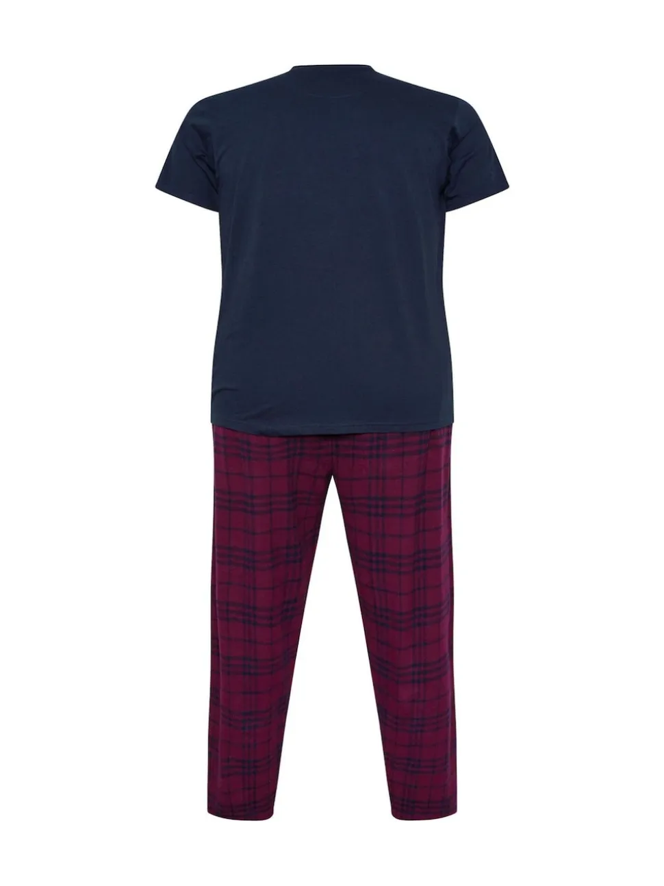 BadRhino Big & Tall Blue Checked T-Shirt amd Pyjama Bottoms Set