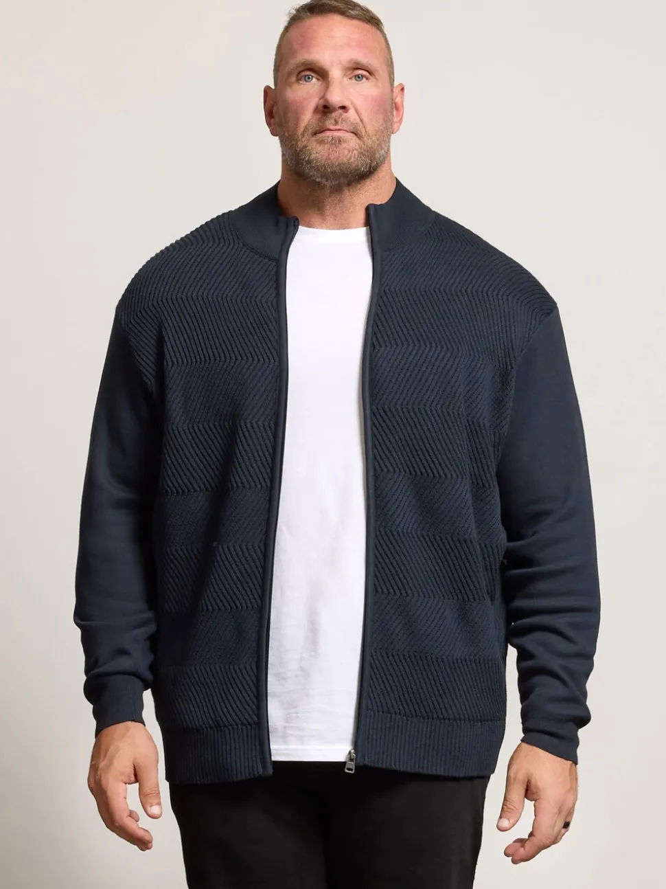 BadRhino Big & Tall Blue Full Zip Ribbed Fleece
