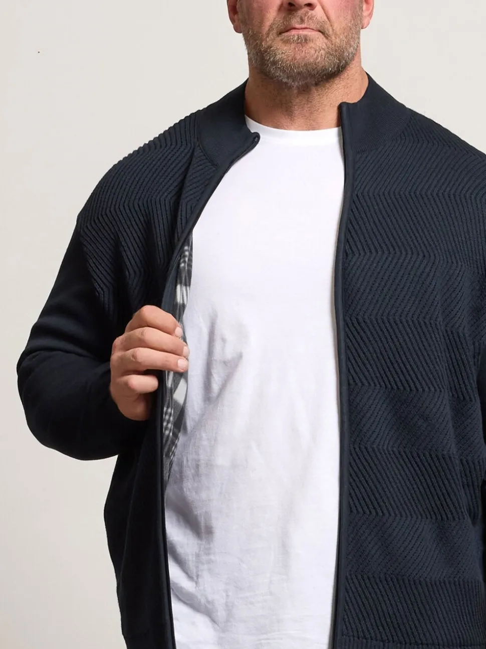 BadRhino Big & Tall Blue Full Zip Ribbed Fleece
