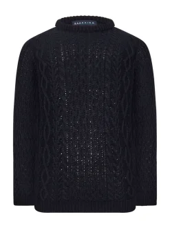 BadRhino Big & Tall Blue Heavy Cable Crew Jumper