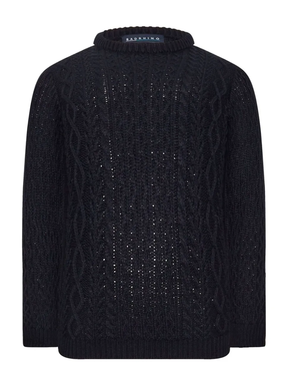 BadRhino Big & Tall Blue Heavy Cable Crew Jumper