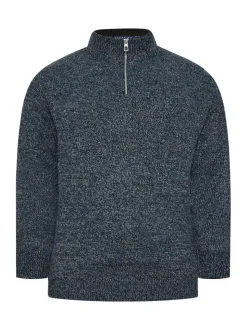 BadRhino Big & Tall Blue Knitted Quarter Zip Jumper