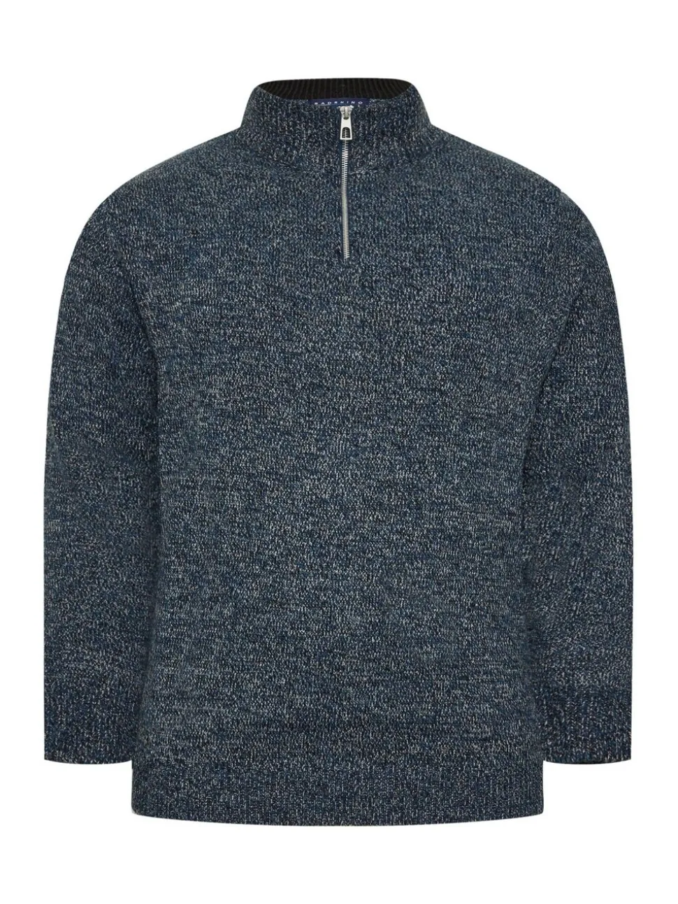BadRhino Big & Tall Blue Knitted Quarter Zip Jumper