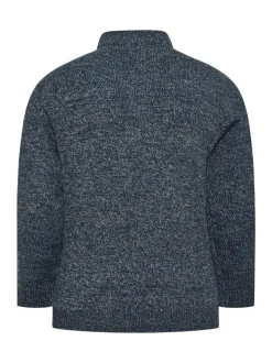 BadRhino Big & Tall Blue Knitted Quarter Zip Jumper