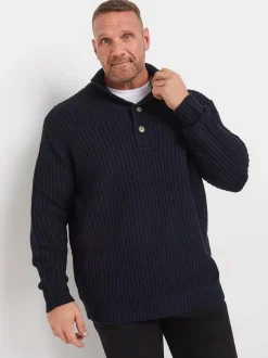 BadRhino Big & Tall Blue Knitted Shawl Cardigan