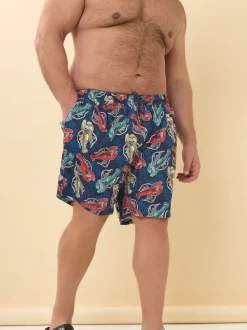 BadRhino Big & Tall Blue Lobster Print Swimshorts