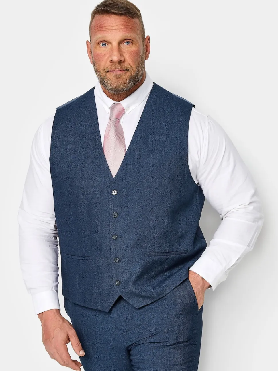 BadRhino Big & Tall Blue Textured Suit Waistcoat