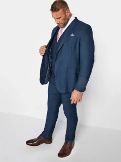 BadRhino Big & Tall Blue Textured Suit Waistcoat