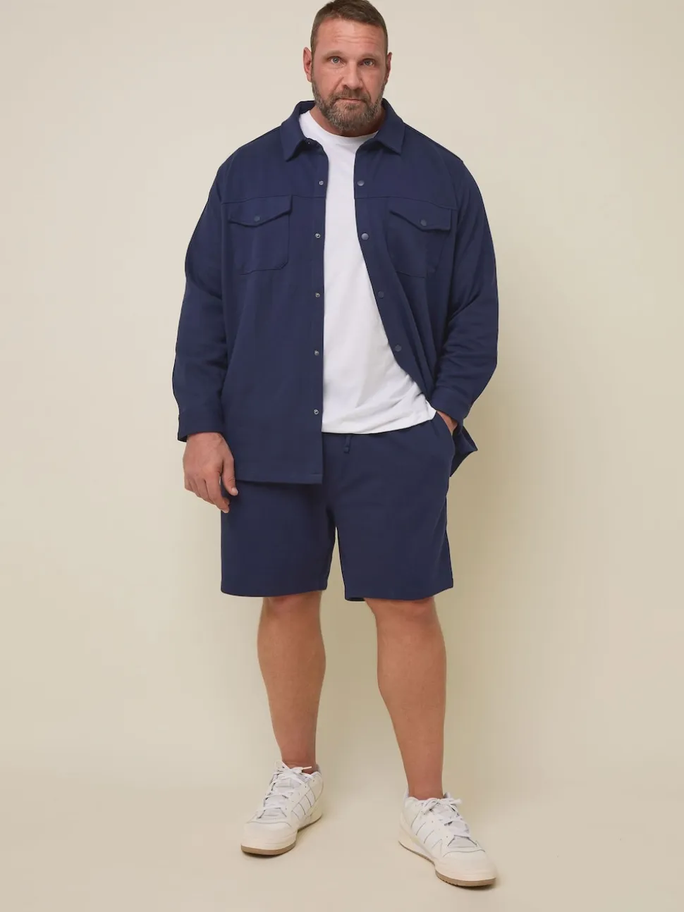 BadRhino Big & Tall Blue Textured Jersey Jogger Shorts