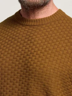 BadRhino Big & Tall Brown Textured Crew Neck Knitted Jumper