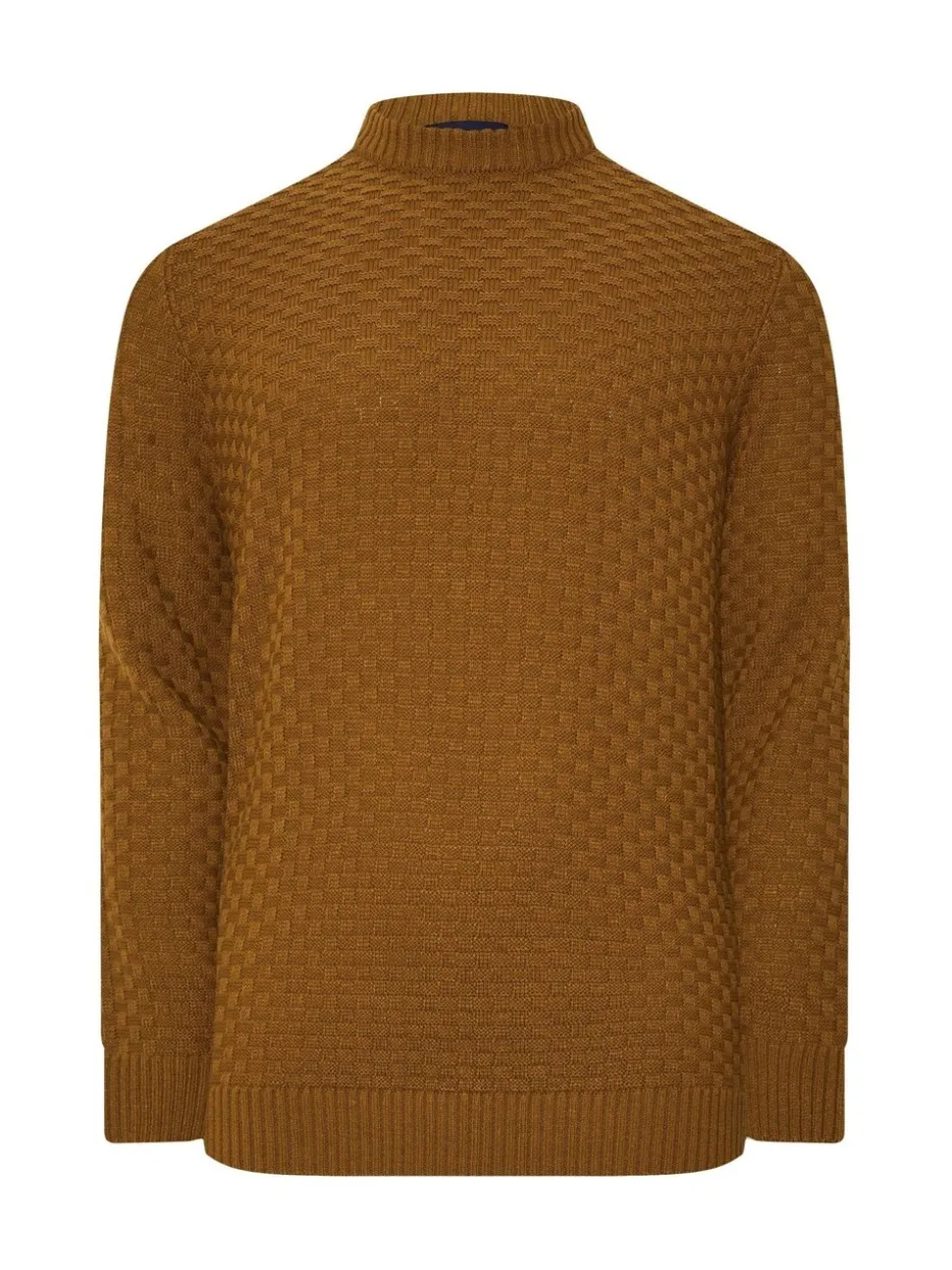 BadRhino Big & Tall Brown Textured Crew Neck Knitted Jumper