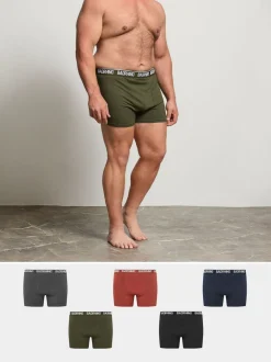 BadRhino Big & Tall Green Multi-Colour Boxers 5 Pack