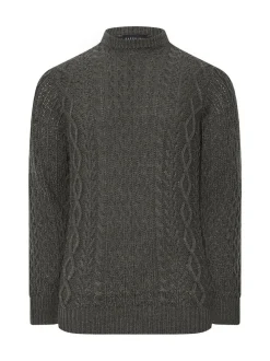 BadRhino Big & Tall Grey Crew Neck Cable Jumper