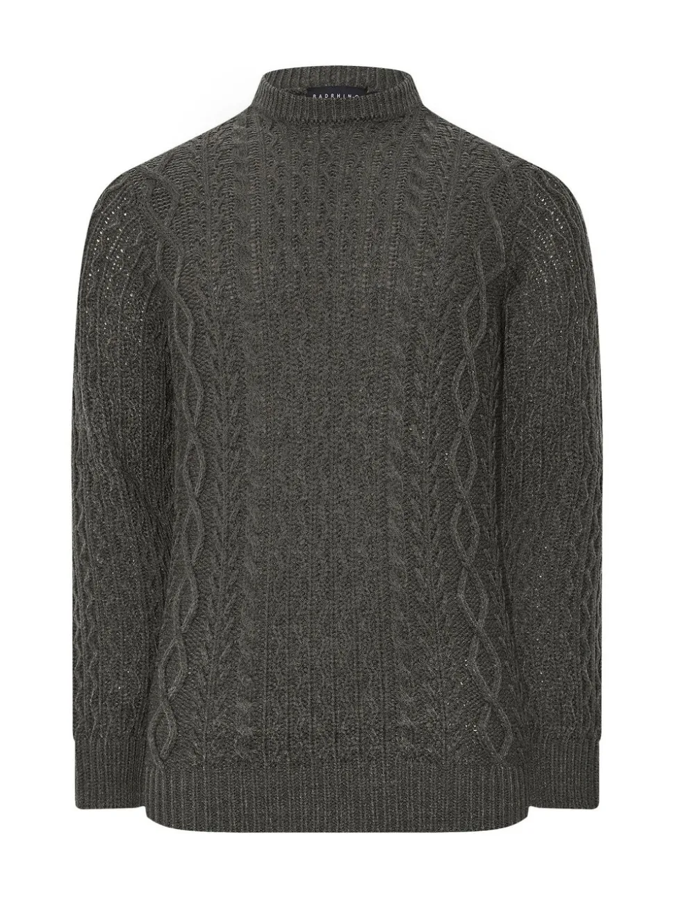 BadRhino Big & Tall Grey Crew Neck Cable Jumper