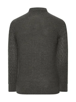 BadRhino Big & Tall Grey Crew Neck Cable Jumper