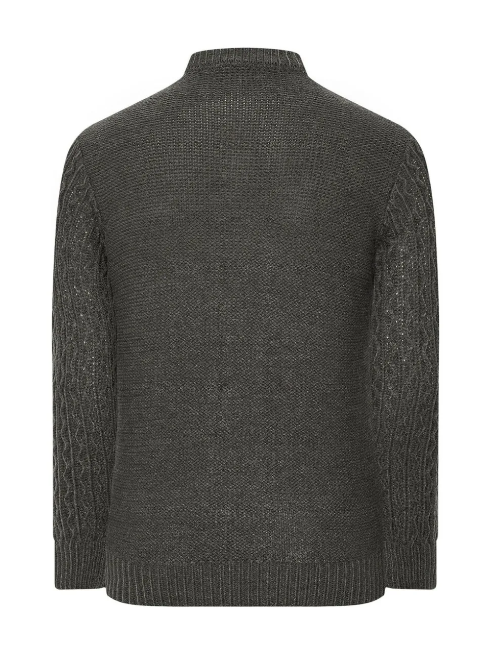 BadRhino Big & Tall Grey Crew Neck Cable Jumper