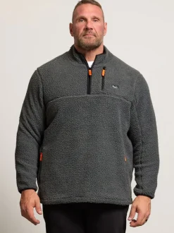 BadRhino Big & Tall Grey Sherpa Quarter Zip Fleece