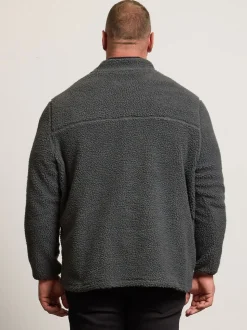 BadRhino Big & Tall Grey Sherpa Quarter Zip Fleece
