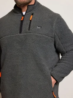 BadRhino Big & Tall Grey Sherpa Quarter Zip Fleece