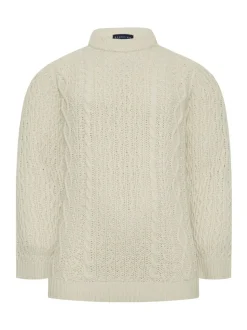 BadRhino Big & Tall Natural Heavy Cable Crew Jumper